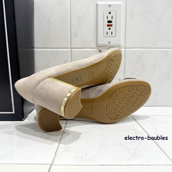 Karl Lagerfeld Paris Women's Suede "Sage" Pump in Stone Color Sz 8.5M NIB - Picture 7 of 10